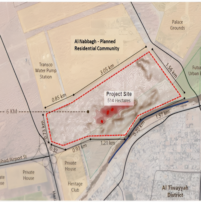 Location map of the Al Metlaa project site in Al Ain