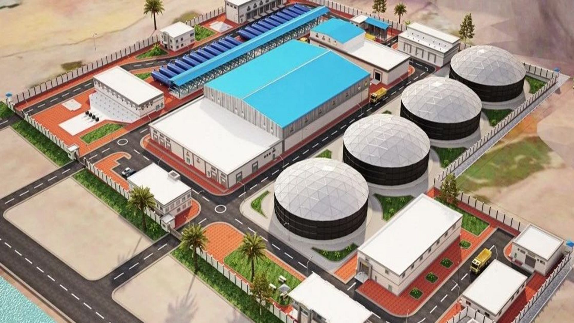Desalination plant processes converting seawater into freshwater for reliable water supply